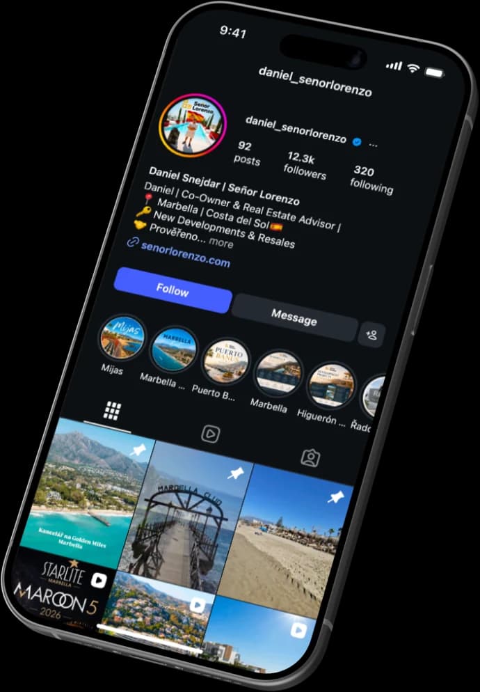 Instagram Daniela Šnejdara na původním iPhone mockupu